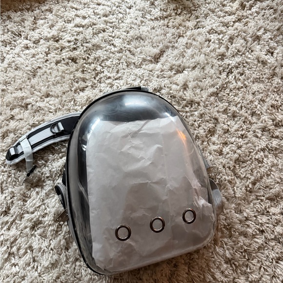 Metallic Silver Backpack with Circular Accents for cats or pets - Picture 2 of 5